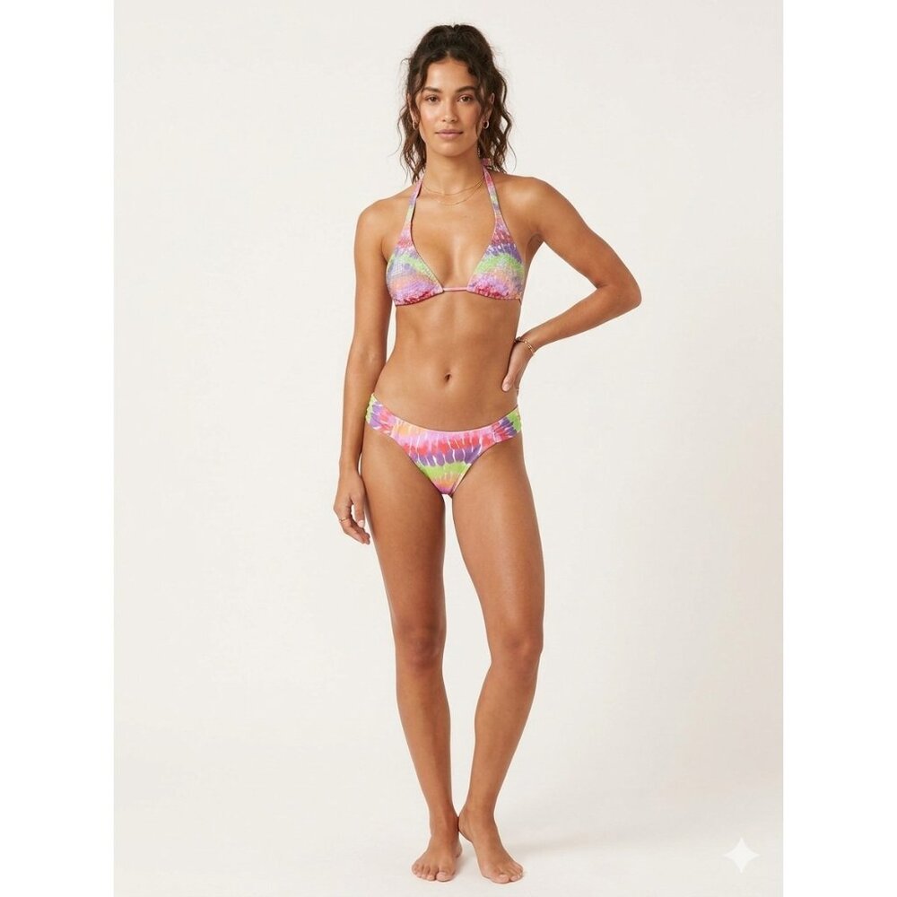 Victoria's Secret Bikini Swimsuit Womens Small Tie Dye Sequin Triangle 2pc